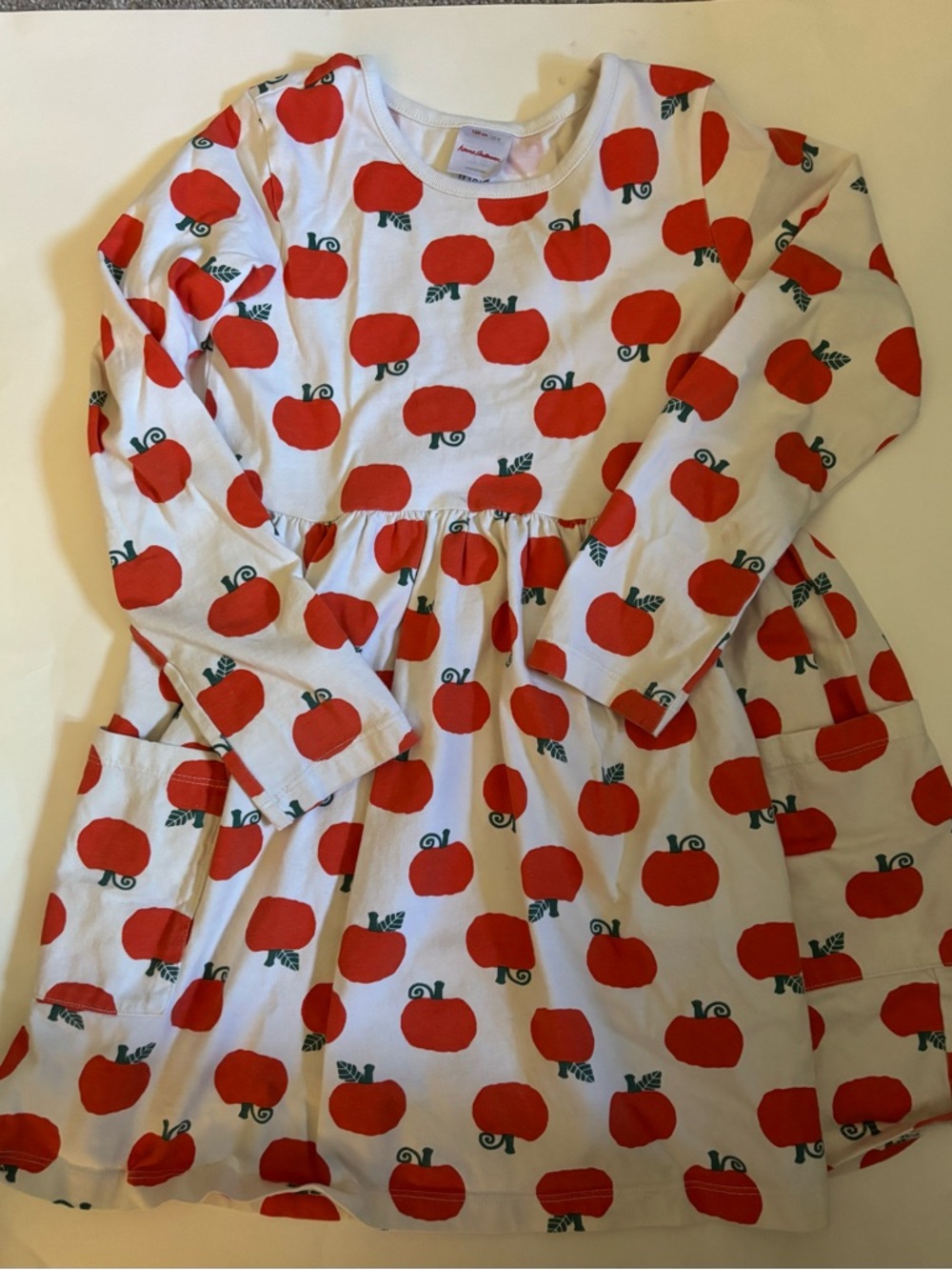 Hanna Andersson Cream Dress with Red Apple Print